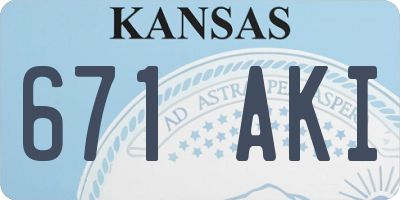 KS license plate 671AKI
