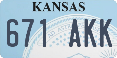 KS license plate 671AKK