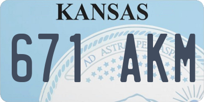 KS license plate 671AKM