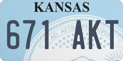 KS license plate 671AKT