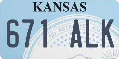 KS license plate 671ALK