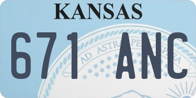 KS license plate 671ANC