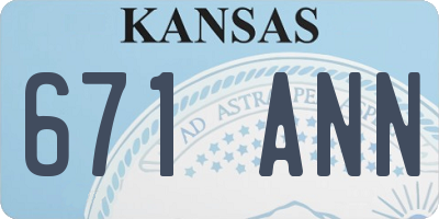 KS license plate 671ANN