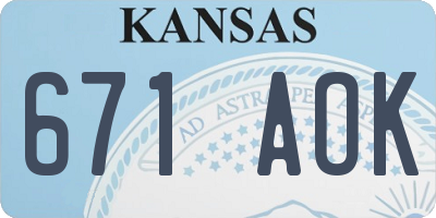 KS license plate 671AOK