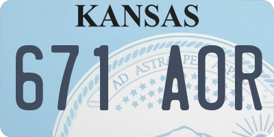 KS license plate 671AOR
