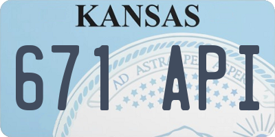 KS license plate 671API