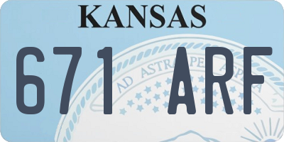 KS license plate 671ARF
