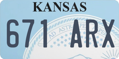 KS license plate 671ARX