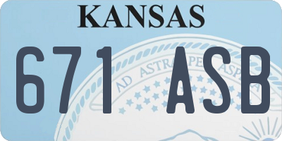 KS license plate 671ASB