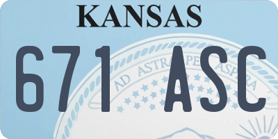 KS license plate 671ASC
