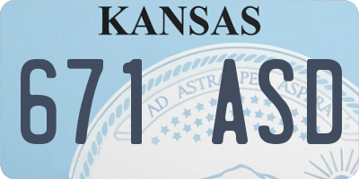 KS license plate 671ASD