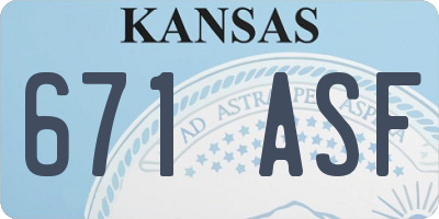 KS license plate 671ASF