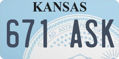 KS license plate 671ASK