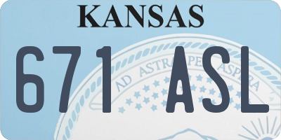 KS license plate 671ASL