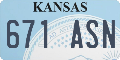 KS license plate 671ASN