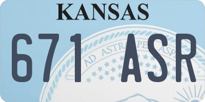 KS license plate 671ASR