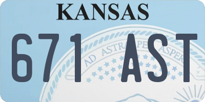 KS license plate 671AST