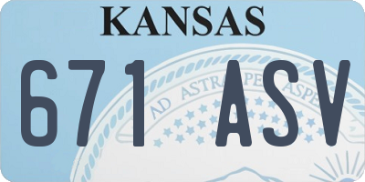 KS license plate 671ASV