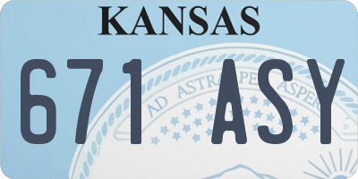 KS license plate 671ASY