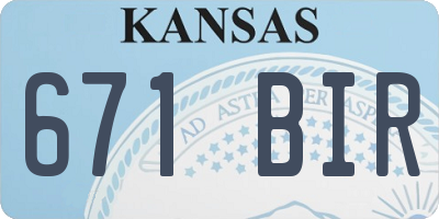 KS license plate 671BIR