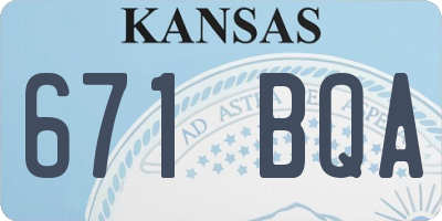 KS license plate 671BQA