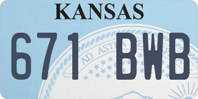 KS license plate 671BWB