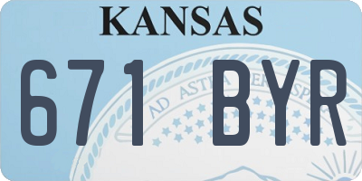KS license plate 671BYR