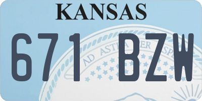 KS license plate 671BZW