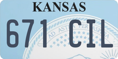 KS license plate 671CIL