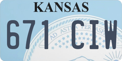 KS license plate 671CIW