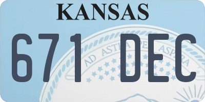 KS license plate 671DEC
