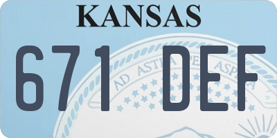KS license plate 671DEF