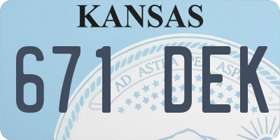 KS license plate 671DEK