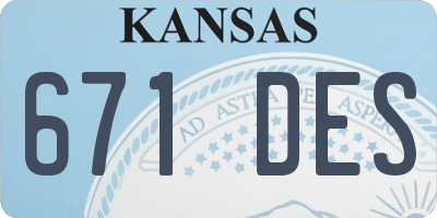 KS license plate 671DES