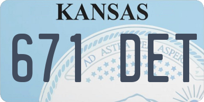 KS license plate 671DET