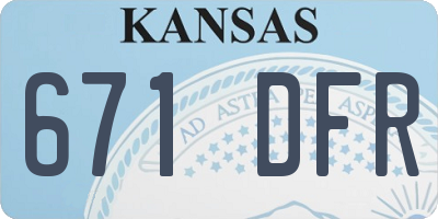 KS license plate 671DFR