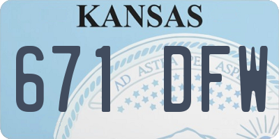 KS license plate 671DFW