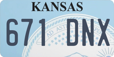 KS license plate 671DNX