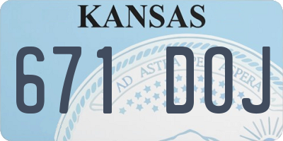 KS license plate 671DOJ