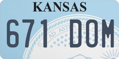 KS license plate 671DOM