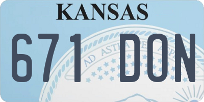 KS license plate 671DON