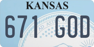 KS license plate 671GOD