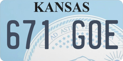 KS license plate 671GOE