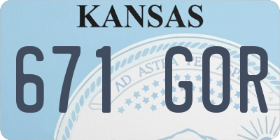 KS license plate 671GOR