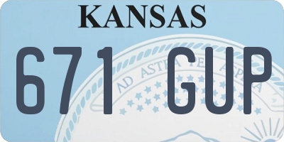 KS license plate 671GUP