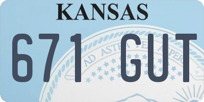 KS license plate 671GUT