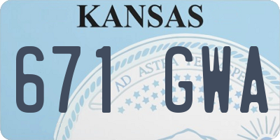 KS license plate 671GWA