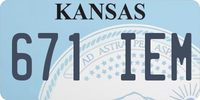 KS license plate 671IEM