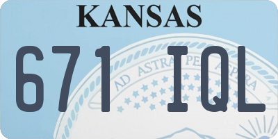 KS license plate 671IQL