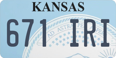 KS license plate 671IRI